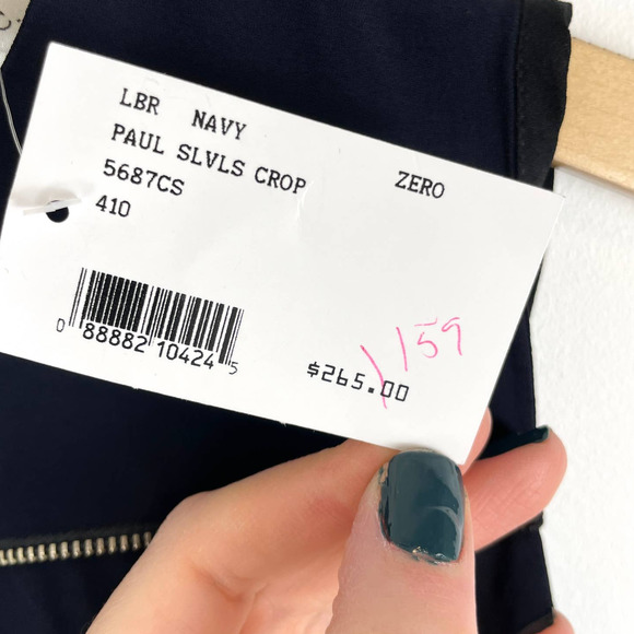 A.L.C. Zipper Detail Sleeveless Crop Top In Navy Size 0 New - Picture 6 of 7